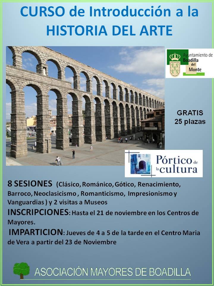 CURSO DE INTRODUCCIN A LA HISTORIA DEL ARTE. 
IMPARTICIN:  LUNES A LAS 5 DE LA TARDE